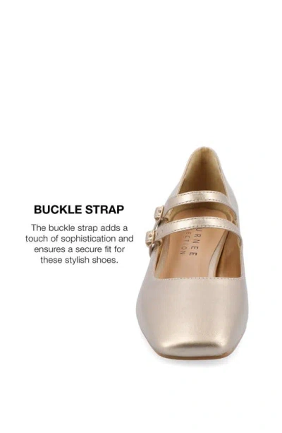 Journee Collection Women's Nally Double Strap Mary Jane Pumps In Gold