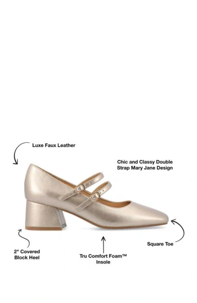 Journee Collection Women's Nally Double Strap Mary Jane Pumps In Gold