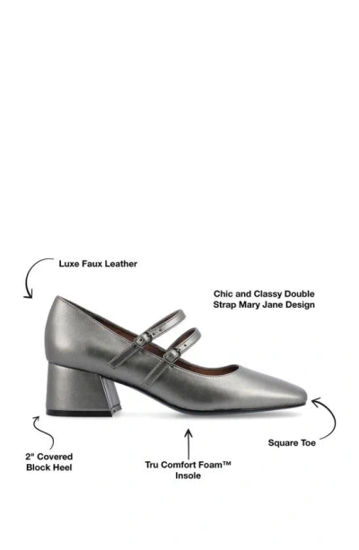Journee Collection Women's Nally Double Strap Mary Jane Pumps In Pewter