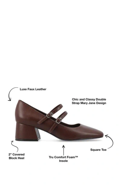 Journee Collection Women's Nally Double Strap Mary Jane Pumps In Brown