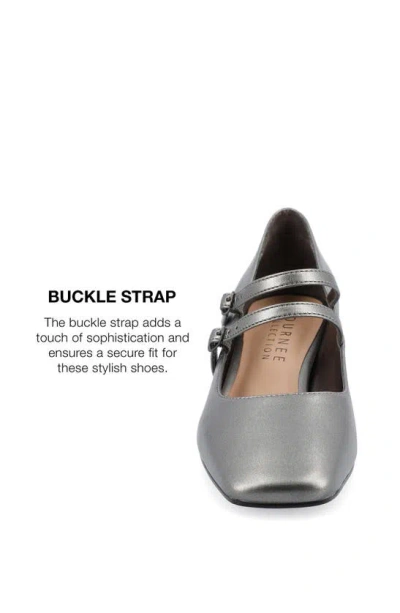 Journee Collection Women's Nally Double Strap Mary Jane Pumps In Pewter