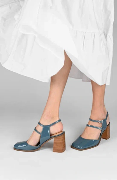 Shop Journee Collection Caisey Double Strap Mary Jane Pump In Patent/ Blue