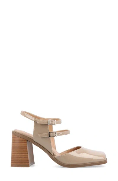 Shop Journee Collection Caisey Double Strap Mary Jane Pump In Patent/ Taupe