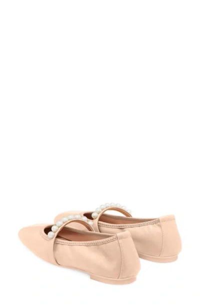 Shop Stuart Weitzman Goldie Ballet Flat In Poudre Lacquered Nappa