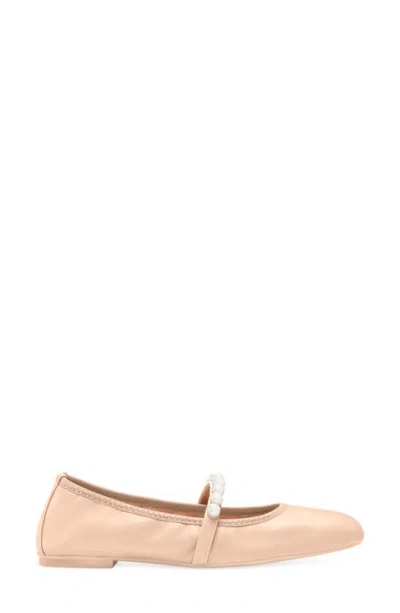 Shop Stuart Weitzman Goldie Ballet Flat In Poudre Lacquered Nappa