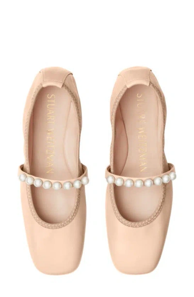 Shop Stuart Weitzman Goldie Ballet Flat In Poudre Lacquered Nappa