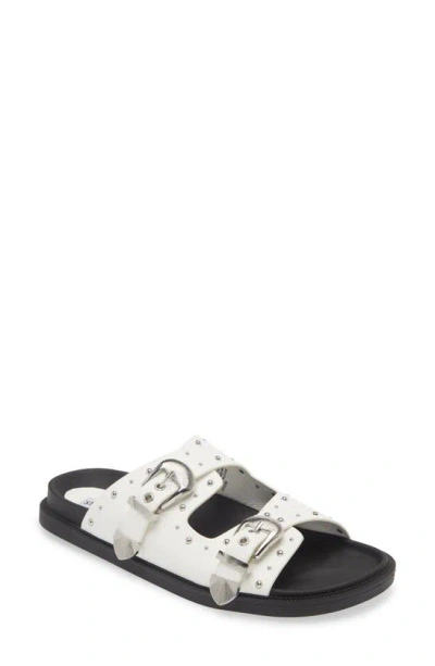 Shop Steve Madden Connely Buckle Slide Sandal In White