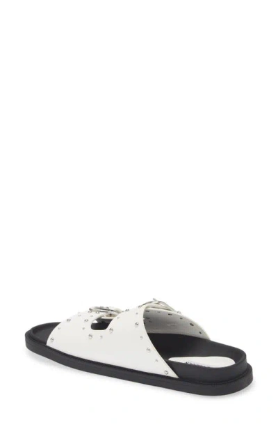Steve Madden Connely Buckle Slide Sandal In White