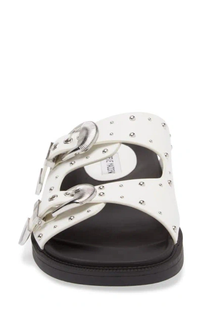 Steve Madden Connely Buckle Slide Sandal In White