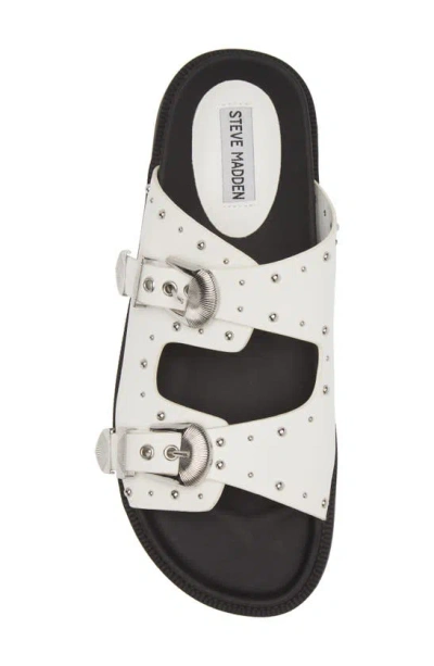 Steve Madden Connely Buckle Slide Sandal In White