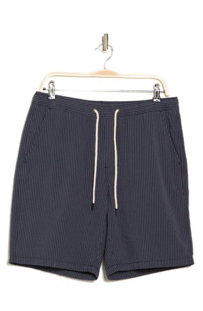 Shop Union Paloma Seersucker Pull-on Shorts In Navy