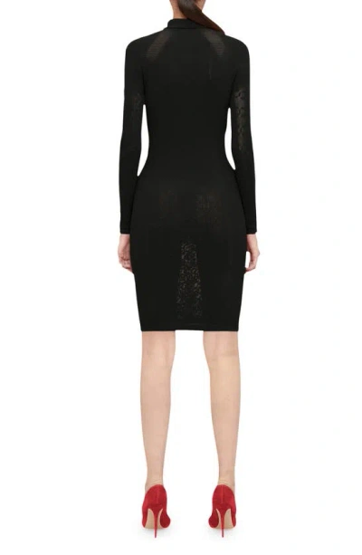 Shop Wolford Intricate Sheer Pattern Dress In Black