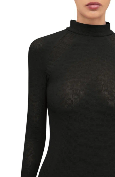 Shop Wolford Intricate Sheer Pattern Dress In Black