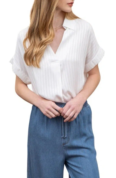 Shop Blu Pepper Striped Short Sleeve Woven Top In White