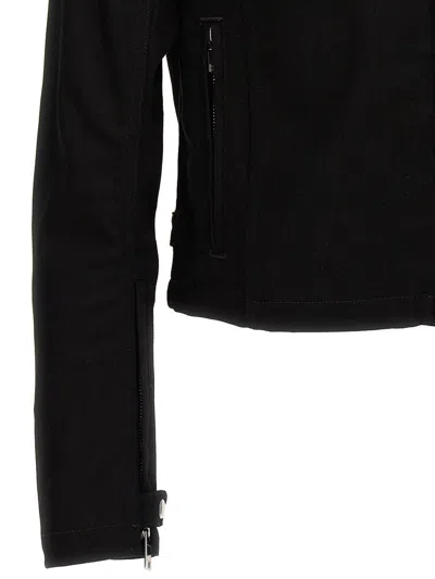 Shop Courrèges 'iconic Denim Biker' Denim Jacket In Black