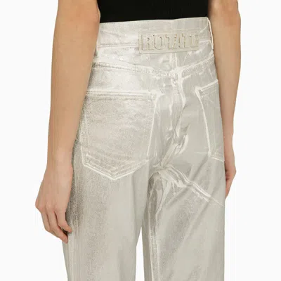 Shop Rotate Birger Christensen Silver Pants In Denim In White