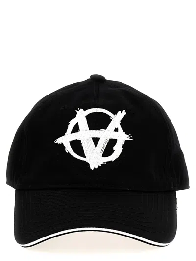 Shop Vetements 'anarchy' Cap In White/black