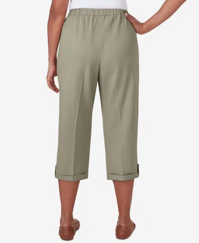 Shop Alfred Dunner Petite Tuscan Sunset Pull-on Capri Pant In Aloe