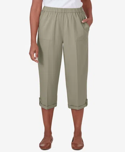Shop Alfred Dunner Petite Tuscan Sunset Pull-on Capri Pant In Aloe