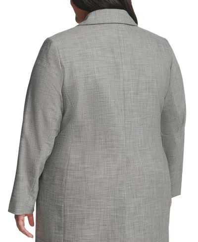 Shop Calvin Klein Plus Size Heathered Single-button Notched-collar Jacket In Black,white