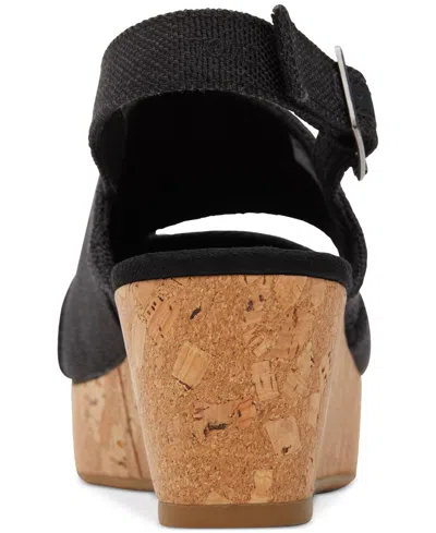 Shop Toms Women's Claudine Slingback Cork Wedge Platform Sandals In Natural Metallic Linen