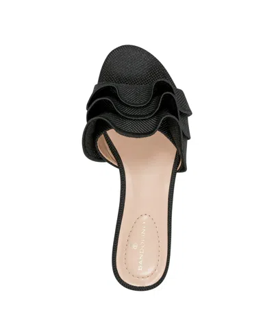 Shop Bandolino Women's Kaisley Ruffled Sliver-tone Wedge Sandals In Black