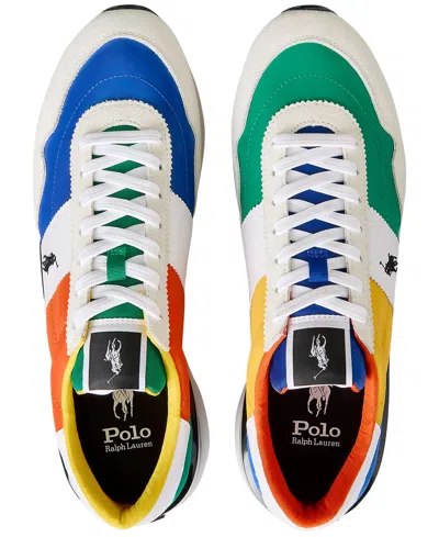 Shop Polo Ralph Lauren Men's Train 89 Paneled Colorblocked Lace-up Sneakers In Asymmetrical Colorblock