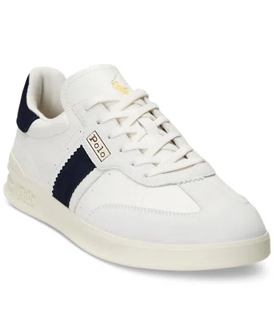 Shop Polo Ralph Lauren Men's Heritage Aera Lace-up Sneakers In Bianco,navy