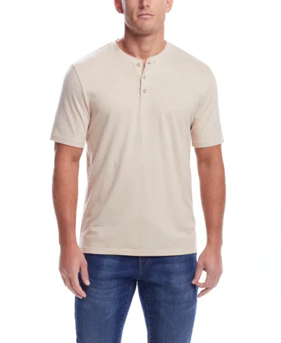 Shop Weatherproof Vintage Men's Short Sleeve Sueded Microstripe Henley Shirt In Natural