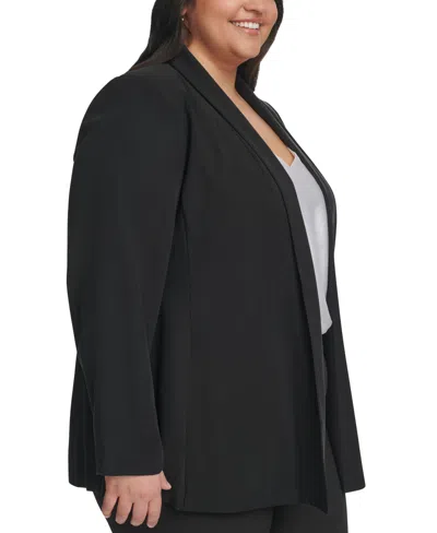Shop Calvin Klein Plus Size Shawl-collar Open-front Blazer In Black