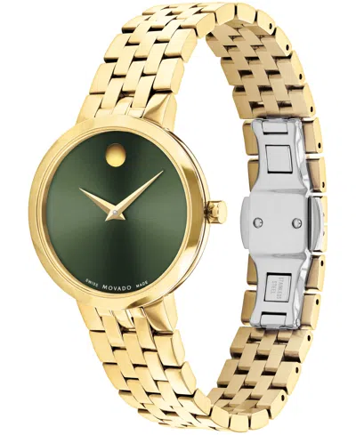 Movado Women Museum Classic Swiss Quartz Gold Pvd 29.5mm Watch In Green Dial