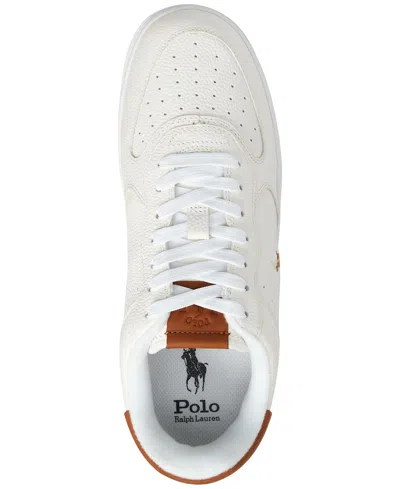 Shop Polo Ralph Lauren Men's Masters Court Lace-up Sneakers In Deckwash White,tan