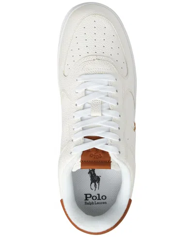 Polo Ralph Lauren Men's Masters Court Lace-up Sneakers In Deckwash White,tan