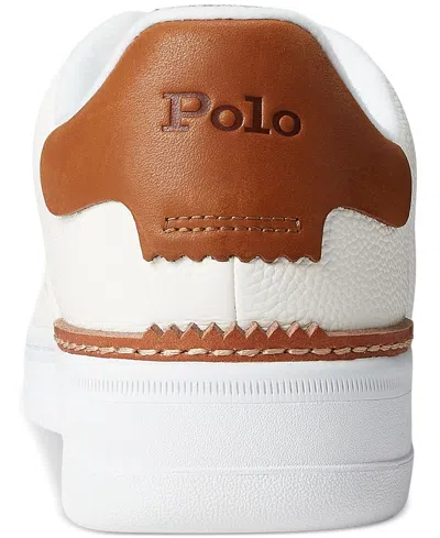 Shop Polo Ralph Lauren Men's Masters Court Lace-up Sneakers In Deckwash White,tan