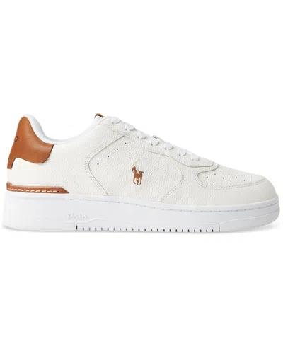 Shop Polo Ralph Lauren Men's Masters Court Lace-up Sneakers In Deckwash White,tan