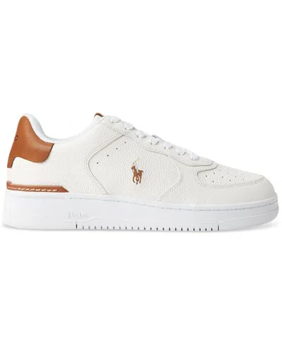 Polo Ralph Lauren Men's Masters Court Lace-up Sneakers In Deckwash White,tan