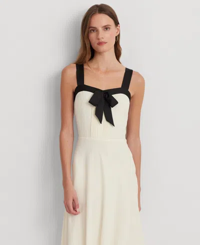 Shop Lauren Ralph Lauren Women's Two-tone Georgette Sleeveless Dress In Mascarpone Cream,black