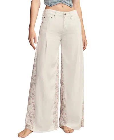 Shop Lucky Brand Women's High Rise Floral-inset Palazzo Jeans In Sweet Spring