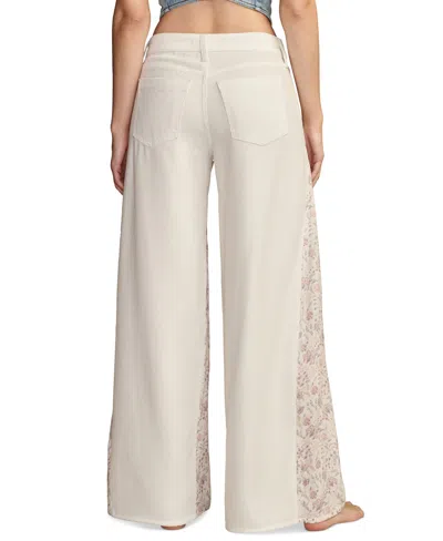 Shop Lucky Brand Women's High Rise Floral-inset Palazzo Jeans In Sweet Spring