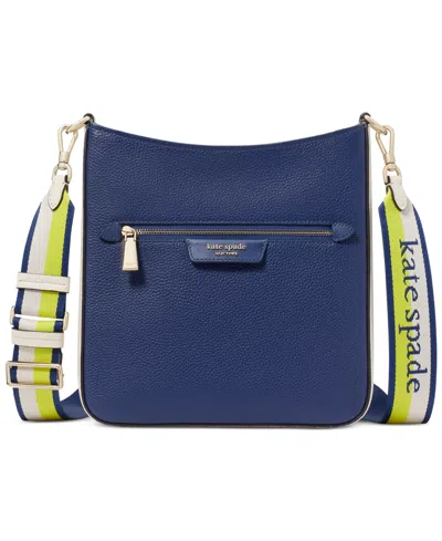 Shop Kate Spade Hudson Colorblocked Pebbled Leather Small Messenger Crossbody In Outerspace