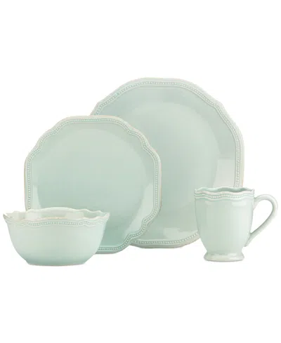 Shop Lenox Dinnerware, French Perle Bead White 4-piece Place Setting In Ice Blue