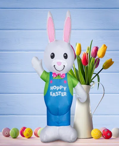 National Tree Company 25" Inflatable Waving Easter Bunny In Blue