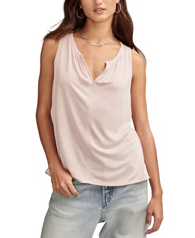 Shop Lucky Brand Women's Sandwash V-notch Sleeveless Top In Shell Pink