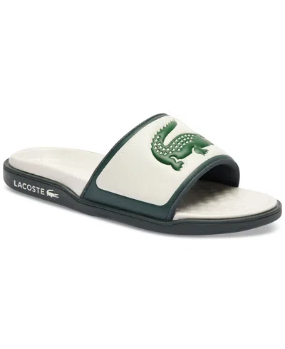 Shop Lacoste Men's Serve Slide Dualiste Slip-on Sandals In White,green