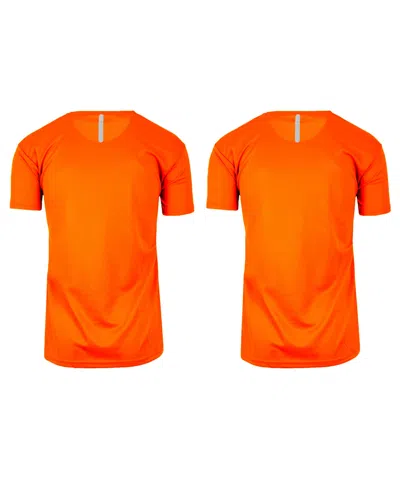 Shop Galaxy By Harvic Men's Short Sleeve Moisture-wicking Quick Dry Performance Crew Neck Tee -2 Pack In Neon Green-neon Orange