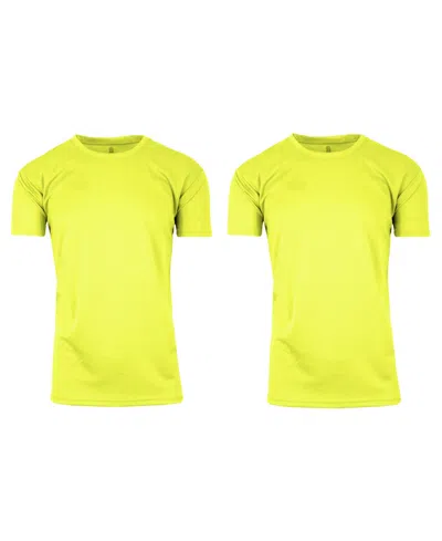 Shop Galaxy By Harvic Men's Short Sleeve Moisture-wicking Quick Dry Performance Crew Neck Tee -2 Pack In Neon Green-neon Orange