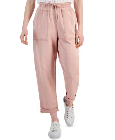 Shop Tommy Hilfiger Women's High Rise Cuffed Twill Pants In Misty Rose
