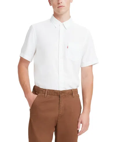 Shop Levi's Men's Classic 1 Pocket Short Sleeve Regular Fit Shirt In Bright White