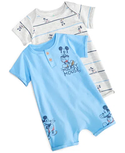 Shop Disney Baby Mickey Mouse Printed Rompers, Pack Of 2 In Assorted