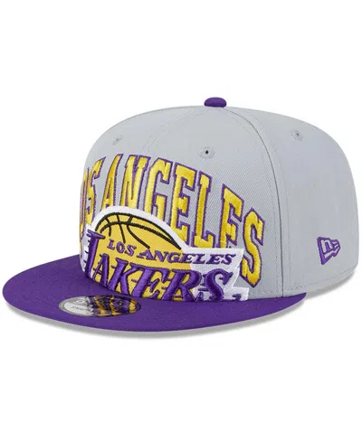 New Era Men's  Gray, Purple Los Angeles Lakers Tip-off Two-tone 9fifty Snapback Hat In Gray,purple